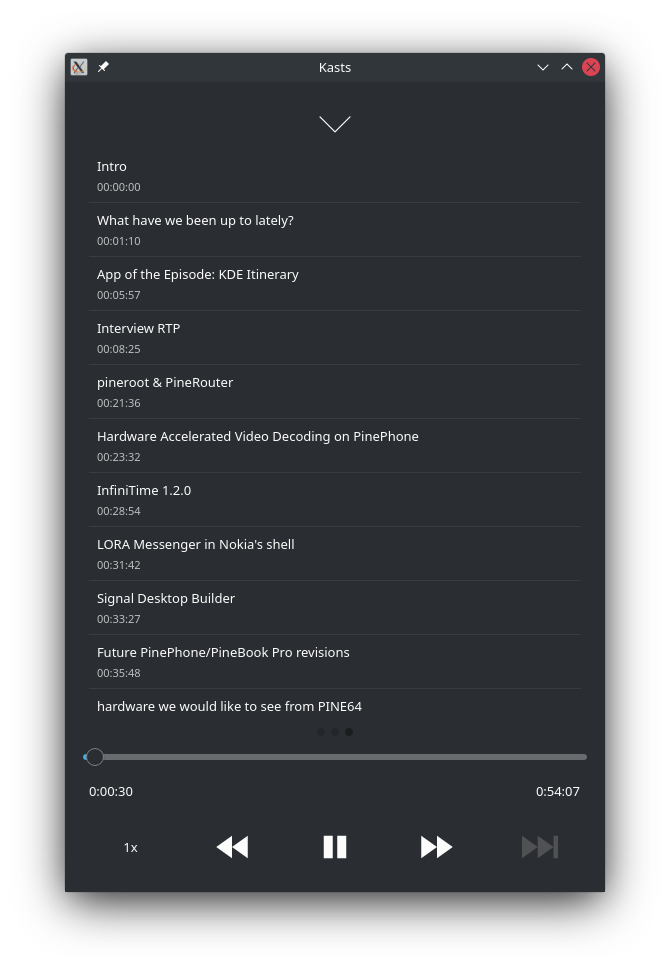 Kasts can show chapter markers for a podcast.